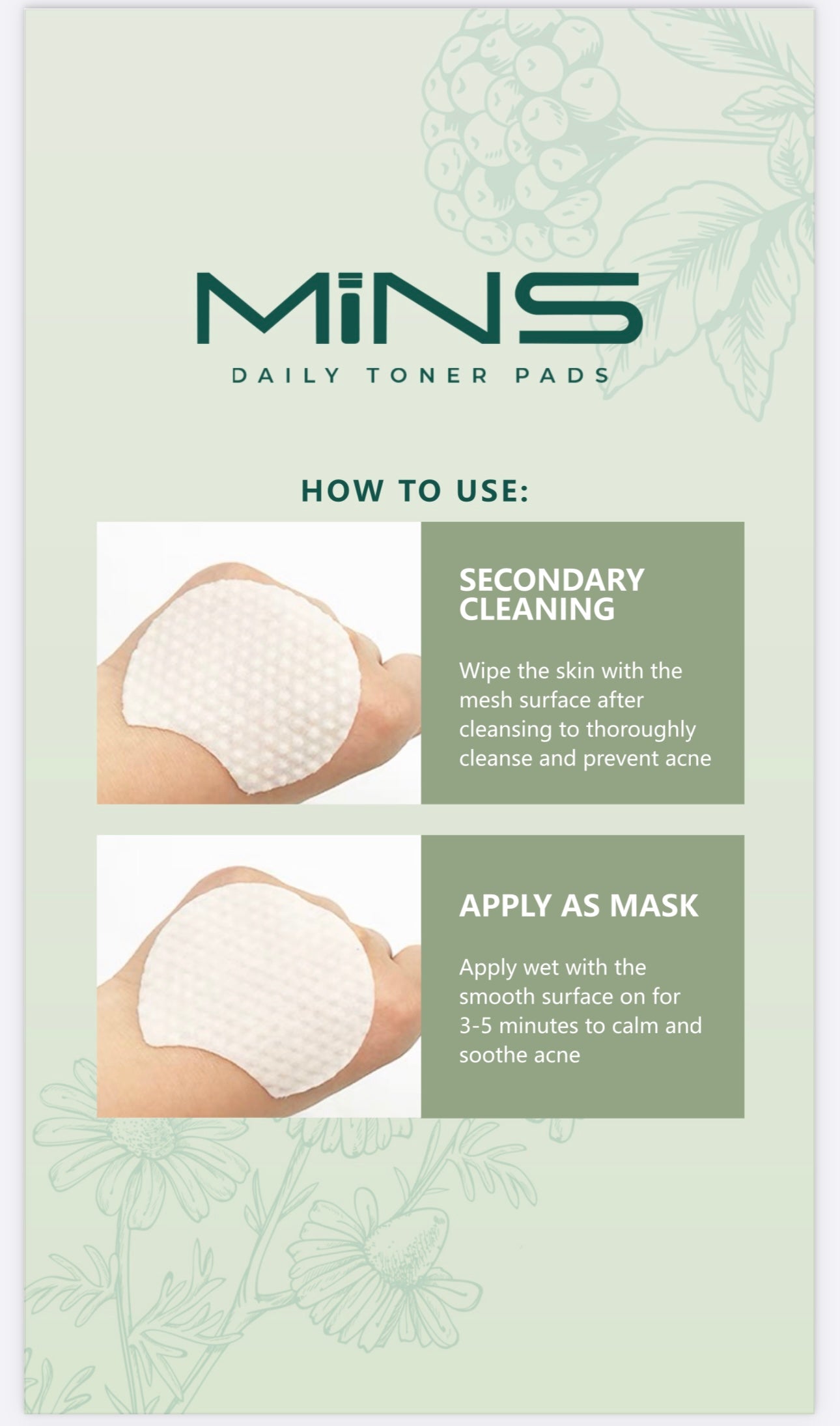 MINS Daily Cleansing Gel and Toner Pads