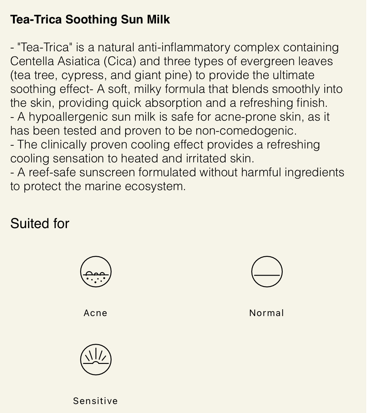 SKIN1004 TEA-TRICA SOOTHING SUN MILK SUNSCREEN SPF50+ PA++++