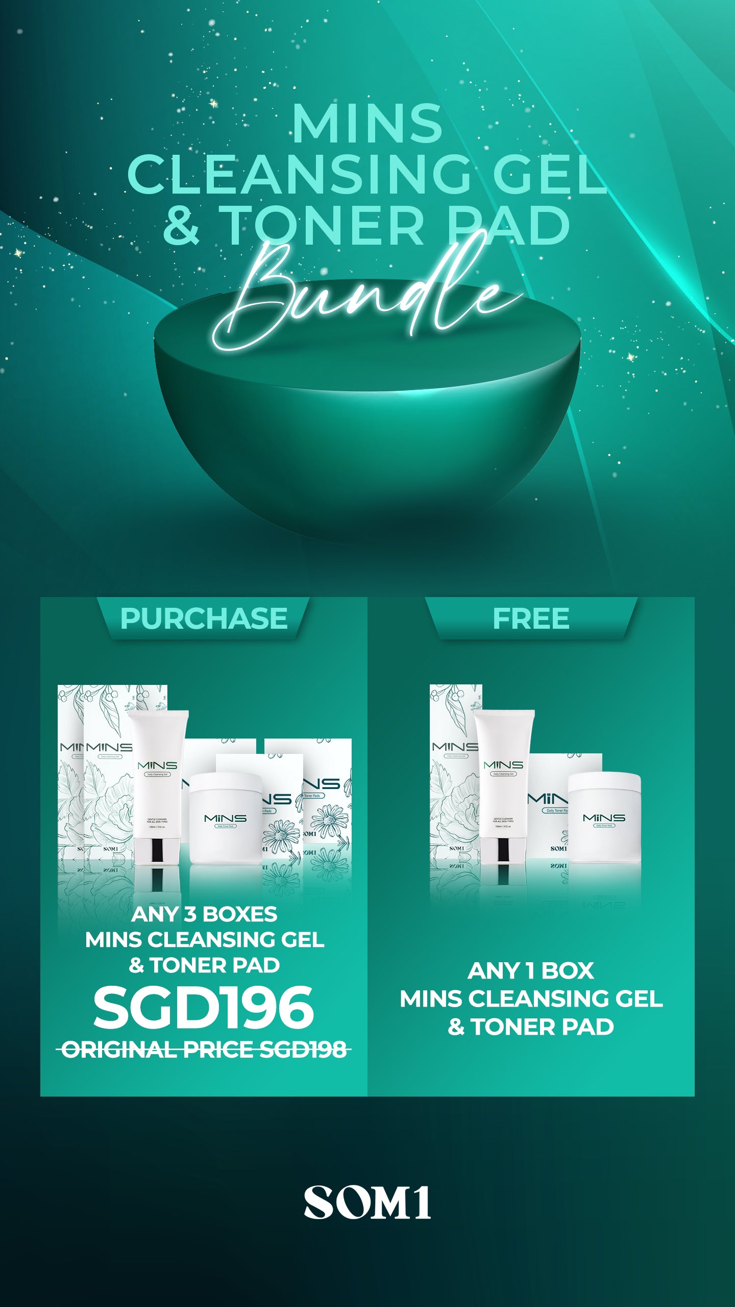 MINS Daily Cleansing Gel and Toner Pads