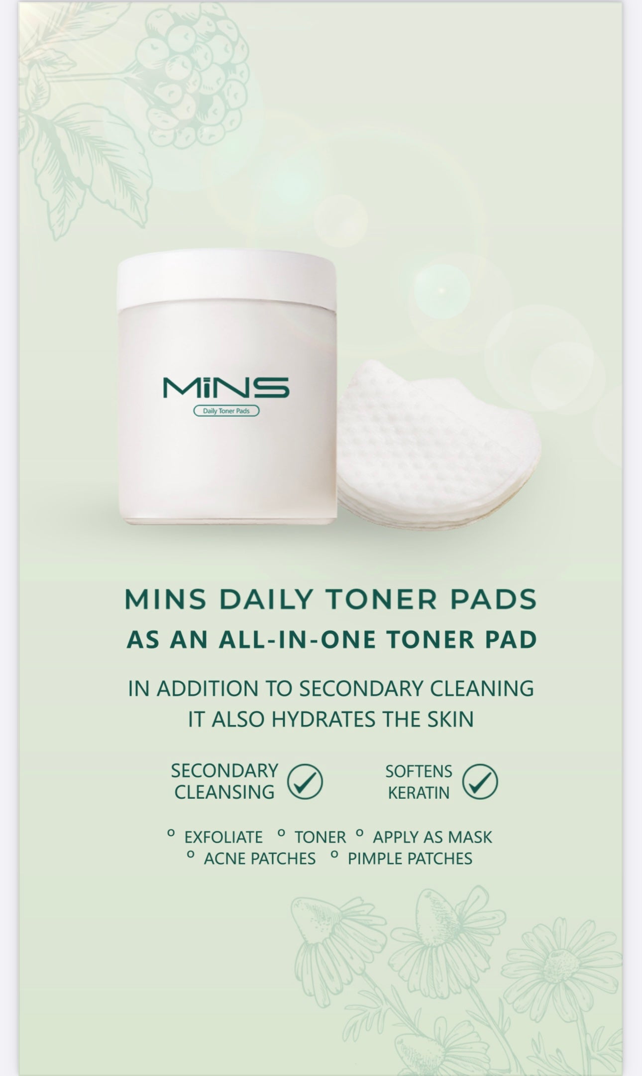 MINS Daily Cleansing Gel and Toner Pads